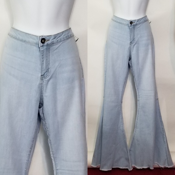 Bell Bottom Wide Leg Light Wash Jeans - Picture 8 of 8